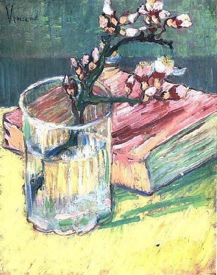 Vincent Van Gogh Blossoming Almond Branch in a Glass with a Book Sweden oil painting art
